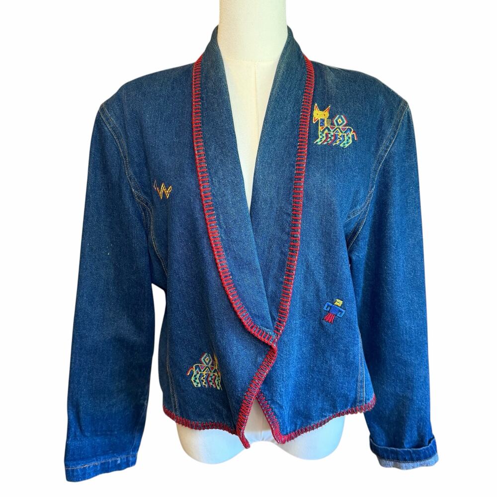 Vintage Original “Richie” Southwestern Denim Jacket Embroidered Large